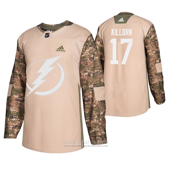 Camiseta Hockey Tampa Bay Lightning Alex Killorn Dia De Los Veteranos Camuflaje